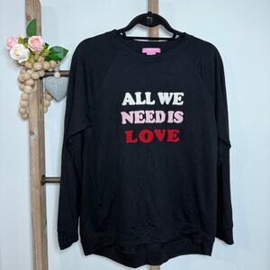 Isaac Mizrahi All‎ We Need Is Love Black Long Sleeve Sweatshirt Size Medium